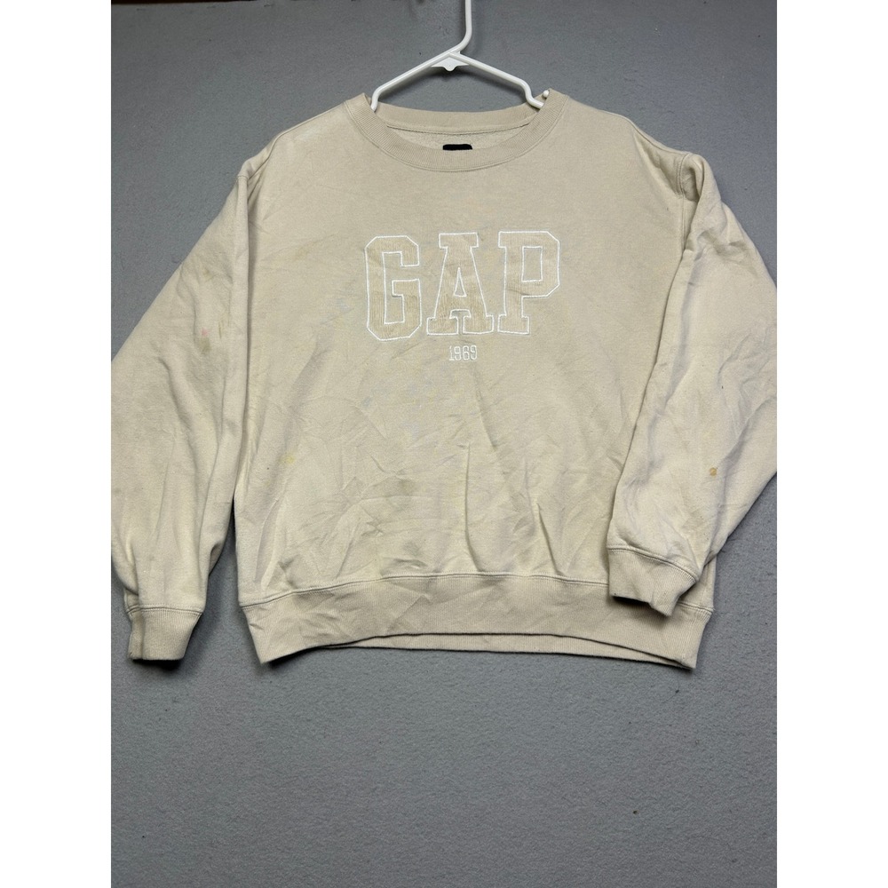Gap Sweatshirt Cotton Polyester Beige Solid S Unisex